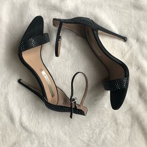 •Black Strapped Bedazzled Heels•